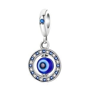 S925 Sterling Silver Rotating Evil Eye Pendant/Charm - NWT